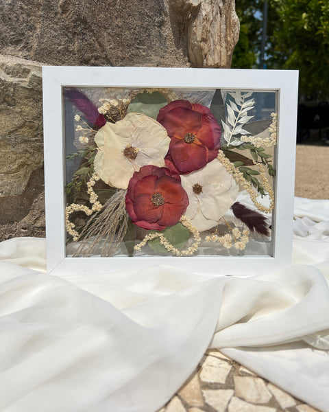 8x10 pressed floral frame with real preserved flowers, artistically arranged by Happihome.