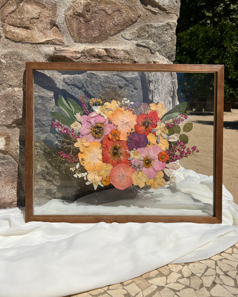 16x20 floral vow frame featuring and colorful preserved wedding blooms, beautifully designed by Happihome.